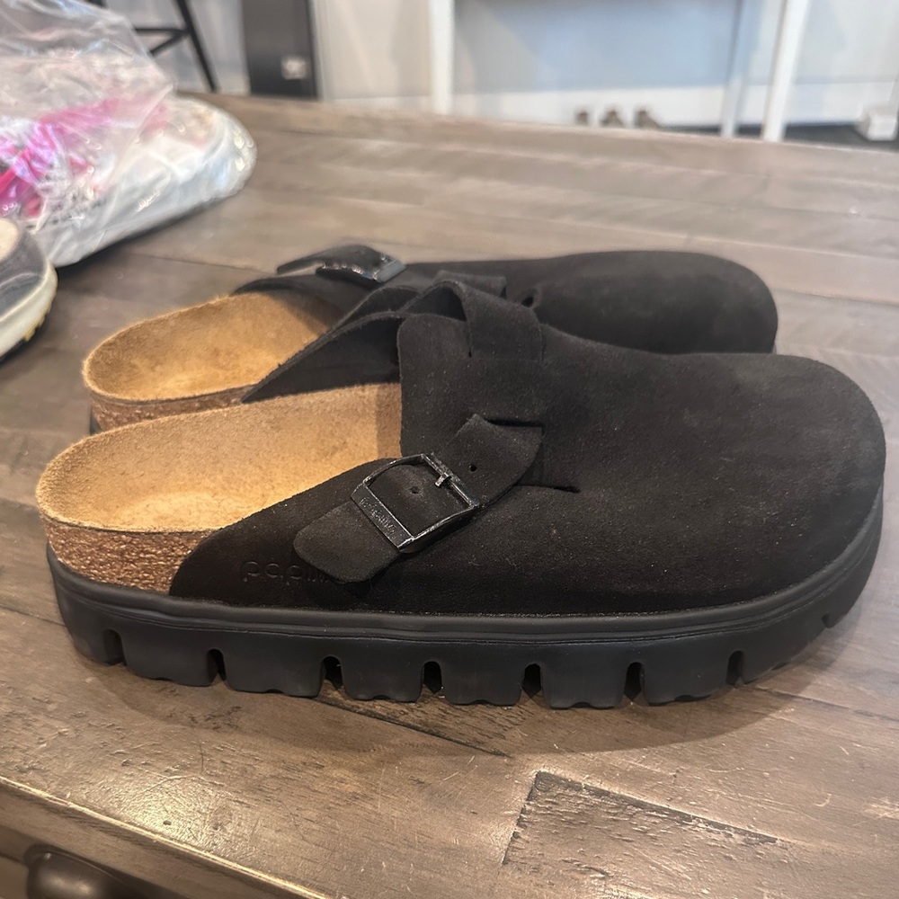 Black Suede Birkenstock Clogs (Papillio)